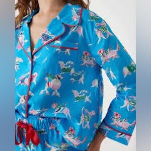 Mersea Blue Dog Print Pajamas Sz Small